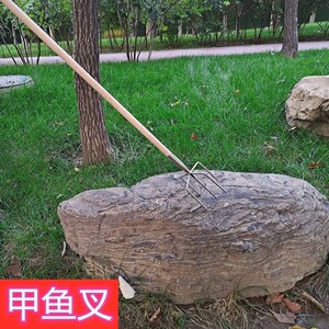 五齿甲鱼叉不锈钢木柄不锈钢杆甲鱼排叉探甲鱼叉套装捕甲鱼手工