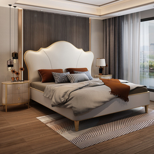 dkg轻奢实木床美式主卧1.8米双人婚床卧室家具法式公主网红软包床