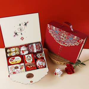 中式大盒喜糖成品礼盒含糖结婚伴手礼糖果婚糖包装好的回礼可放烟