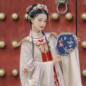 言然别姬汉服女正品原创古风飘逸明制中国风日常秋冬重工刺绣云肩