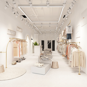 服装店轻奢展示架女装店铺货架金色落地式服装货架上墙壁挂衣架