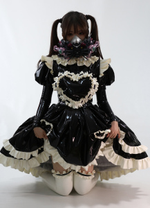 充气感胶着latex乳胶衣紧身裙l爱心可爱动漫胶衣cosplay