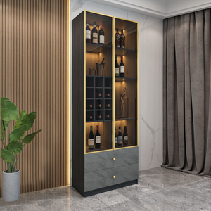 单门玻璃柜小酒柜现代简约玻璃门客厅靠墙轻奢高档窄高端酒柜家用