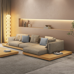 可拆洗北欧榻榻米棉麻布艺沙发侘寂风日式小户型原木简约客厅组合