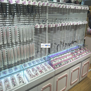 饰品店展示双面中岛柜台银饰珠宝店陈列高柜高档烤漆项链耳环货架