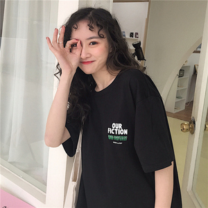 网红超火cec短袖t恤女2019韩版原宿风bf宽松ins港风半袖上衣服潮