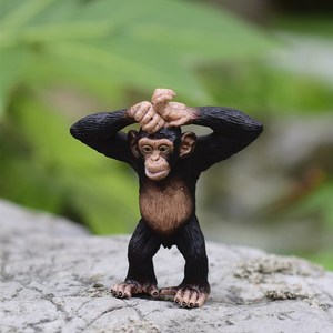 德国思乐正版猴子模型举手黑猩猩哥哥s14680仿真动物儿童认知玩具