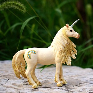 思乐彩钻金色独角兽天马仿真童话精灵动物模型儿童玩具礼物摆件