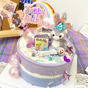 星黛露蛋糕装饰史黛拉粉色蓝色兔子公主摆件玩偶小兔儿童玩具装扮