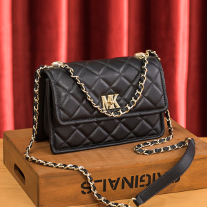 正品mk小香风包包2022秋冬新款真皮链条包女轻奢高级感单肩斜挎包