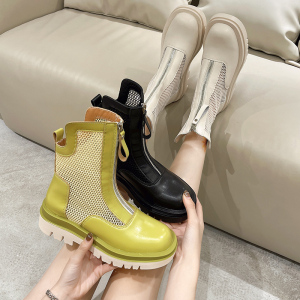 前拉链马丁靴夏季薄款女洞洞凉鞋网红镂空短靴夏天靴子配裙子凉靴
