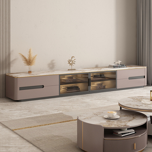 2022年新款轻奢岩板电视柜现代简约客厅地柜落地电视机柜茶几组合