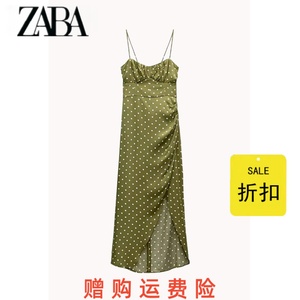 ZA女装 夏季新品时尚褶皱波点修身开叉吊带连衣裙 3044768 071