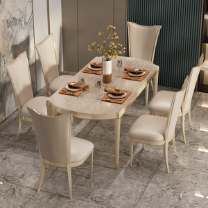 别墅高档欧式轻奢实木餐桌美式实木现代简约四人六人餐厅家具组合