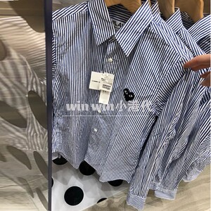 日本直邮正品 cdg play/川久保玲新款条纹衬衫女纯棉立领长袖外套