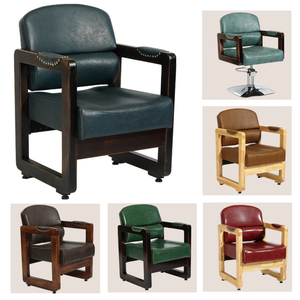 美发椅剪发烫染中工椅子大气理发椅子复古实木发廊店用高端凳