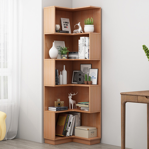 可定实木生态板书柜现代简约橡木储物柜墙角置物柜北欧客厅转角柜