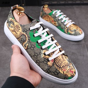 夏季帆布板鞋男个性潮鞋ins老虎头涂鸦韩版男鞋春季新款休闲鞋子