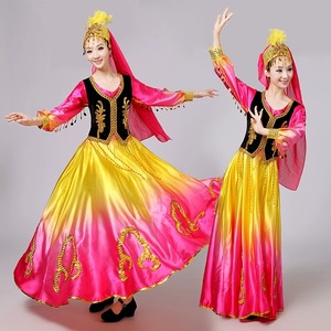 新款新疆维吾尔族舞蹈服装表演服女成人民族风现代演出服装女长裙