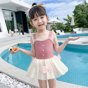 儿童泳衣女童连体裙式温泉保守超仙可爱公主小童韩国时尚洋气创意