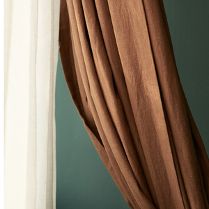 出口法式餐厅驼色深咖啡色加厚亚麻布客厅轻奢日式简约半遮光窗帘