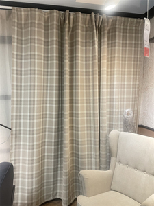 IKEA宜家 哈格维冒 遮光窗帘客厅卧室装扮成品简约米色格子条纹