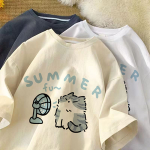 女童短袖T恤2024夏季新款中大童纯棉设计感小众宽松百搭半袖上衣