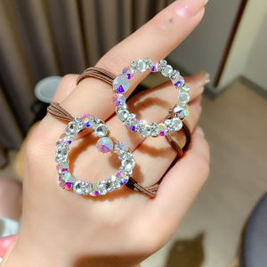 2020新款发绳手链两用韩国闪钻发饰成人桃心满钻发圈扎头发绳淑女