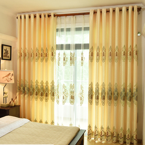 欧式窗帘遮光现代北欧简约卧室客厅绣花布料窗纱成品高档奢华大气