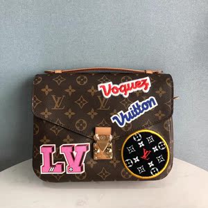 推荐99新lv路易威登老花徽章邮差包单肩斜挎手提女包,2018年购入