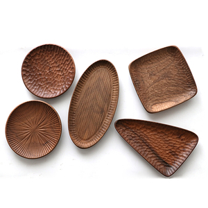 黑胡桃创意日式木碟子干果零食盘圆形木盘整木方形托盘实木三角盘