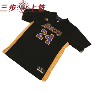 正品湖人科比好莱坞之夜黑色青年版rep胶印youth短袖球衣篮球服