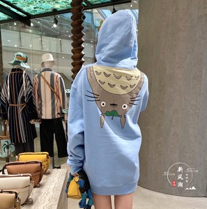 loewe/罗意威 21秋冬新款龙猫联名字母logo印花连帽卫衣女 外套男