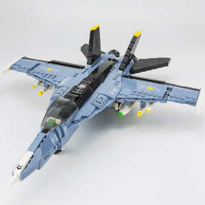 杰星积木f16战斗机蝰蛇武装直升机兼容乐高moc飞机轰炸机拼装玩具