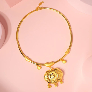 00香格楼珠宝淘宝9999纯金虎宝宝满月周岁金锁长命锁宝宝黄金项圈