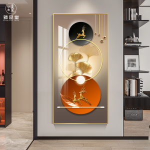 现代简约入户玄关装饰画走廊壁画轻奢风过道竖版进门高端大气挂画