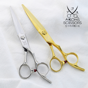 日本AKKOHS亚古士专业美发金色剪刀手型综合平剪粉末钢锋利耐用