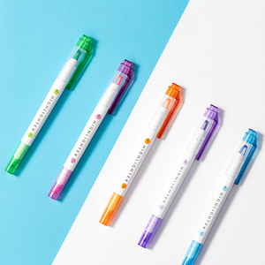 miniso名创优品荧光笔 双头荧光标记笔 水晶头六色彩色笔学生文具