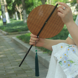古风紫竹腰扇中国风卷扇可折叠夏天随身携带手工古典中式汉服扇子