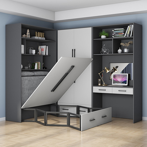 简约现代隐形床榻榻米衣柜床一体小户型书桌书柜多功能壁床午休床