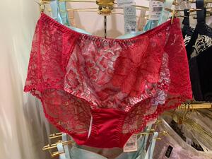 华歌尔高端salute lp2327性感蕾丝中腰平角内裤女 酒红色吊牌680