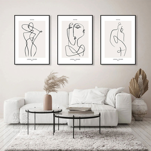 北欧简约抽象人体线条艺术美女客厅装饰画美容院服装店小众挂画