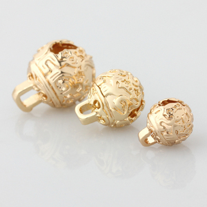 14k包金镀真金铃铛有声音小挂件吞金兽虎头铃手绳配饰diy手链配件