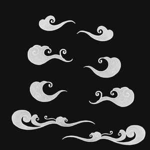 银色云朵布贴刺绣熨烫款可手缝古风中式补衣服洞贴花补丁高级绣花