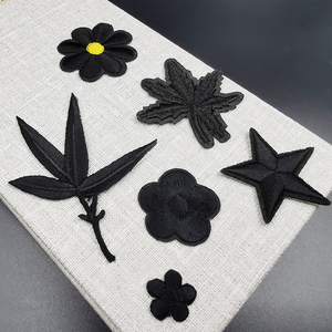 黑色布贴补丁大小服装贴花补洞熨烫缝补绣花  羽绒服刺绣花补丁贴
