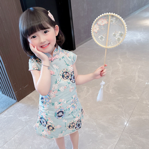 女童旗袍夏季宝宝薄款中国风复古改良短袖裙子儿童女童连衣裙夏装