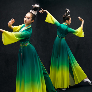 舞演出服女飘逸扇子舞中国风汉服伞舞蹈服装古装长裙栀缇旗舰店129