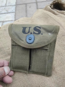库存正品二战美式M1战术小包 户外帆布腰包 1943年卡宾枪弹匣包