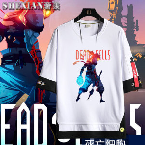 ps4 xbox电玩游戏死亡细胞周边衣服男女潮流纯棉假两件短袖t恤潮