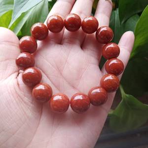 缅甸红翡手链冰檽种天然翡翠男女情侣转运玉石老坑圆珠子手串正品
